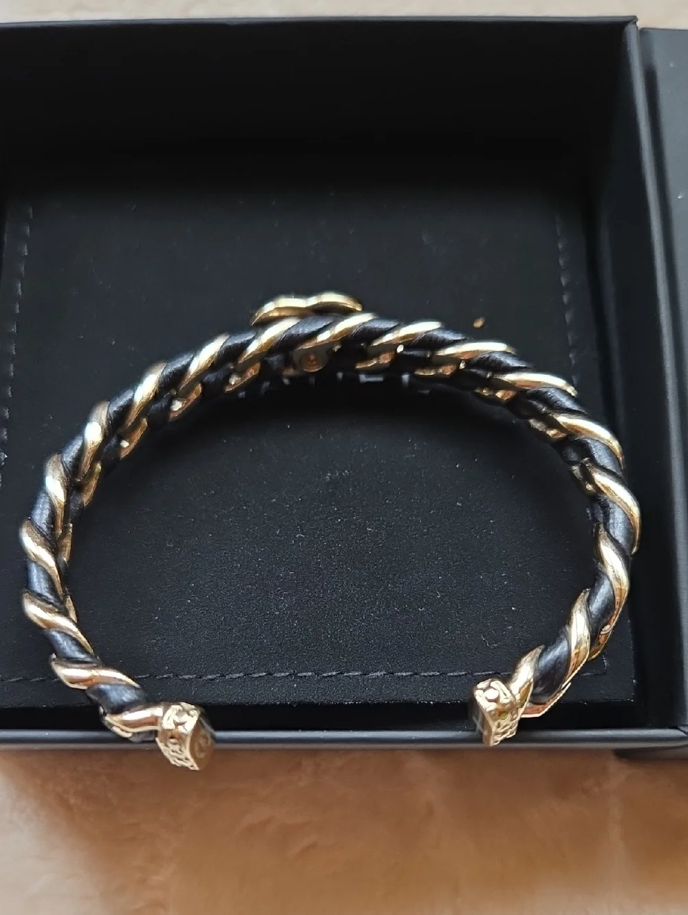 CHANEL Cocomark B26C Bangle M GP x Leather Gx Black Authentic - Picture 4 of 5